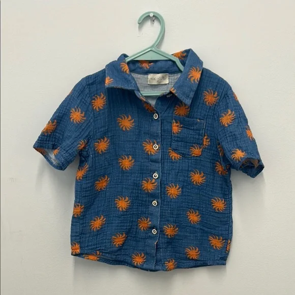 Kids Blue and Orange Patterned Shirt *new* - Picture 1 of 2